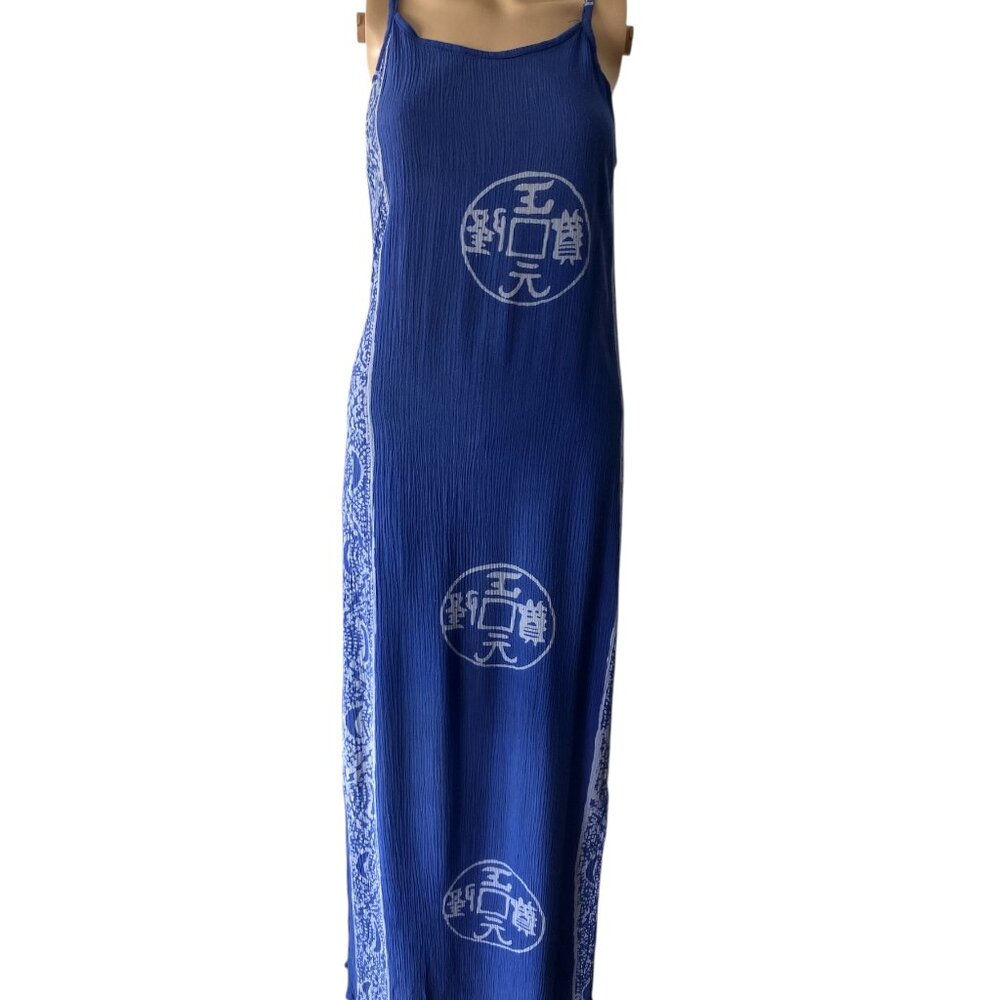 Mission Canyon Oriental Hawaiian Size S Blue Dress X-Cindyana Santangelo